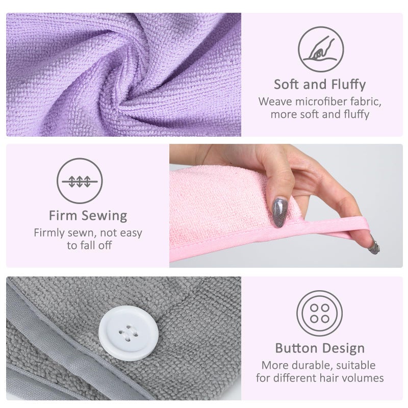 YoulerTex Microfiber Hair Towels Wrap Women: 5 Packs Hair Turban Towel Set Curly Hair Products for Hair Care - Hair Drying Towel for Hair Dryer Shower Cap & Hair Accessories for Woman - Image 3